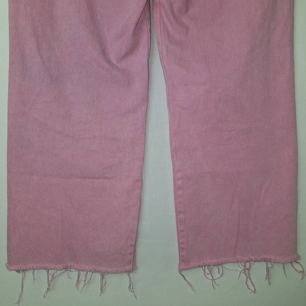 Pink‎ Denim Jeans High Waisted Wide Leg Y2K Bubblegum Sassy Shortcake L Large
